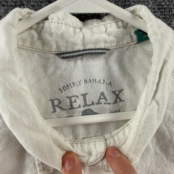 Tommy Bahama 2XL Point Linen White Resort Pocket Men Casual Solid Beach Shirt - Picture 3 of 14